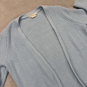 Boden Shirt Women's XS Blue Ribbed‎ Knit Open Front Cardigan Sweater Wool Blend